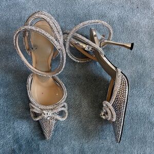 MACH & MACH Silver Rhinestone Heels